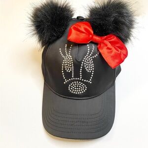 Disney Parks Minnie Mouse Black Ears Baseball Cap | Red Bow | Youth OS